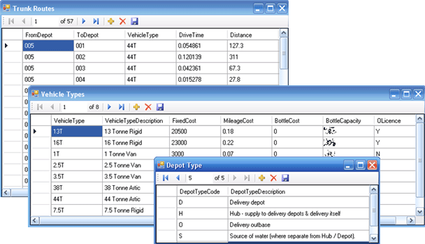 Vehicle routing and depot type screen shots